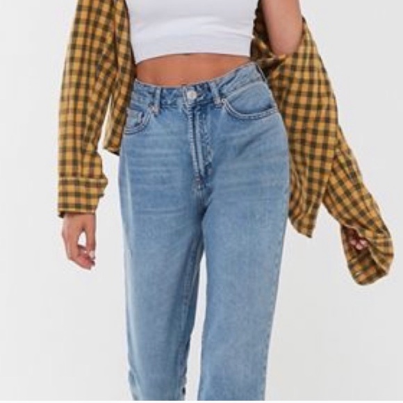 Structure Denim - [Snap Front] High Rise Vintage Straight Leg Jeans